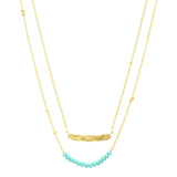 Aqua Chalcedony & Pyrite Beaded with Bar Necklaces, Two Layer Necklaces, Wholesale Manufacturer