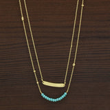 Aqua Chalcedony & Pyrite Beaded with Bar Necklaces, Two Layer Necklaces, Wholesale Manufacturer