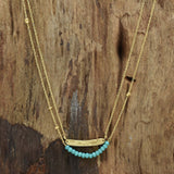 Aqua Chalcedony & Pyrite Beaded with Bar Necklaces, Two Layer Necklaces, Wholesale Manufacturer