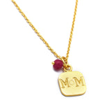 Pink Jade Gemstone With Mom Charms Necklaces