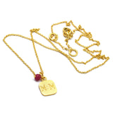 Brass Gold Plated Pink Jade Gemstone With Mom Charms Necklaces