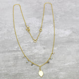 925 Silver Gold Plated Labradorite, Aqua Chalcedony Beads with Leaf Necklaces