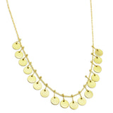 Brass Gold Plated Round Metal Disc Chain Necklaces