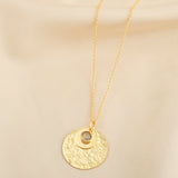 Gia Double Disc Gold Tone Hammered Necklaces