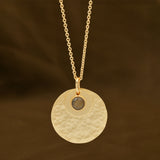 Gia Double Disc Gold Tone Hammered Necklaces