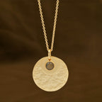 Gia Double Disc Gold Tone Hammered Necklaces - La Vitá Jewels