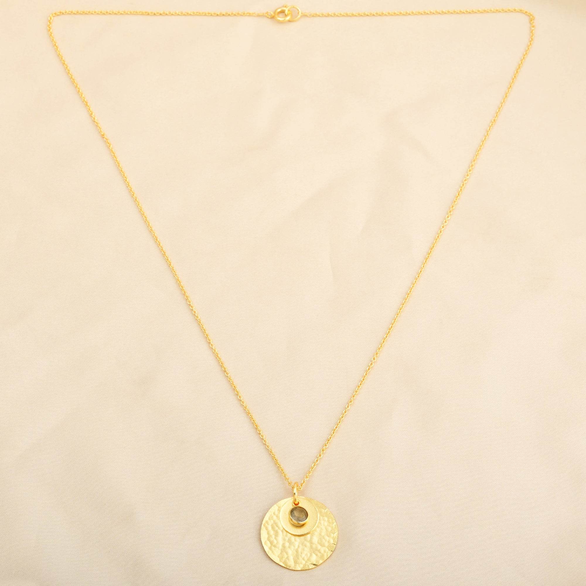 Gia Double Disc Gold Tone Hammered Necklaces - La Vitá Jewels