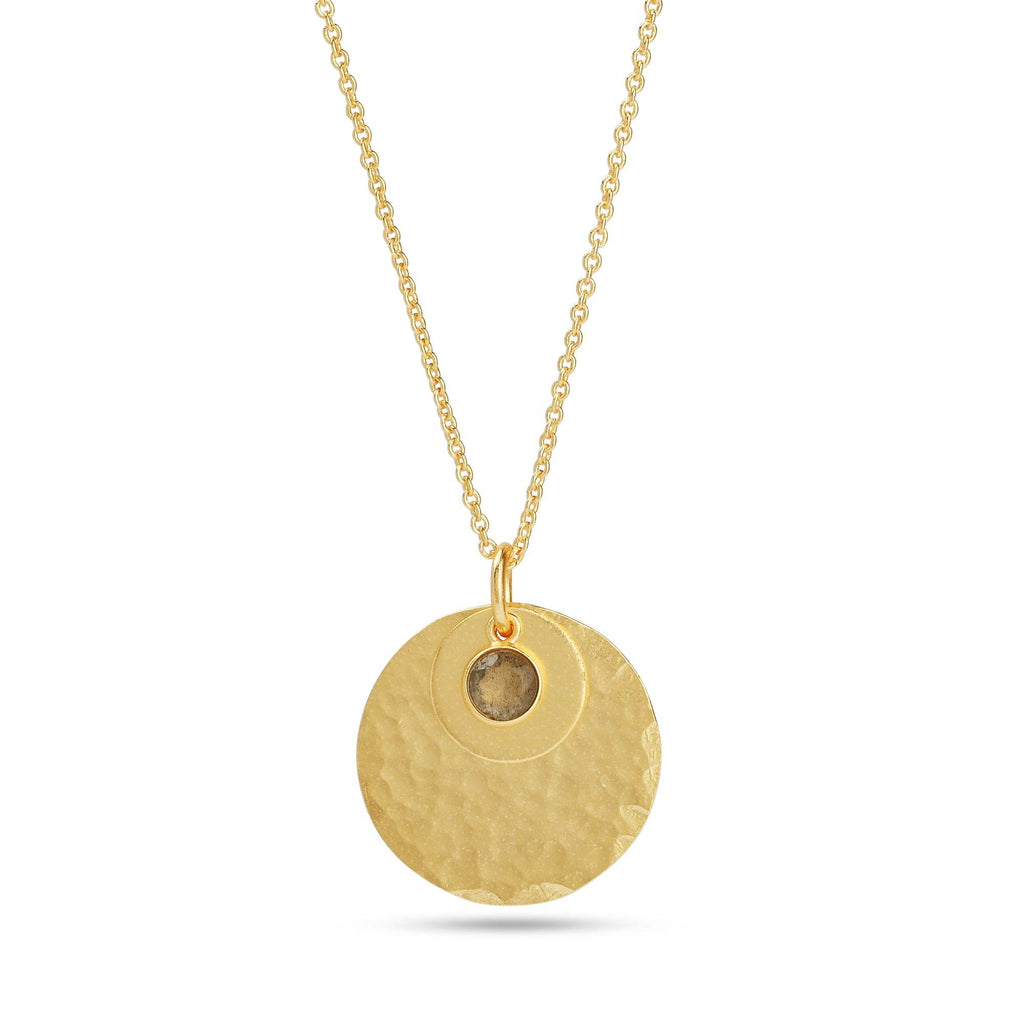 Gia Double Disc Gold Tone Hammered Necklaces - La Vitá Jewels