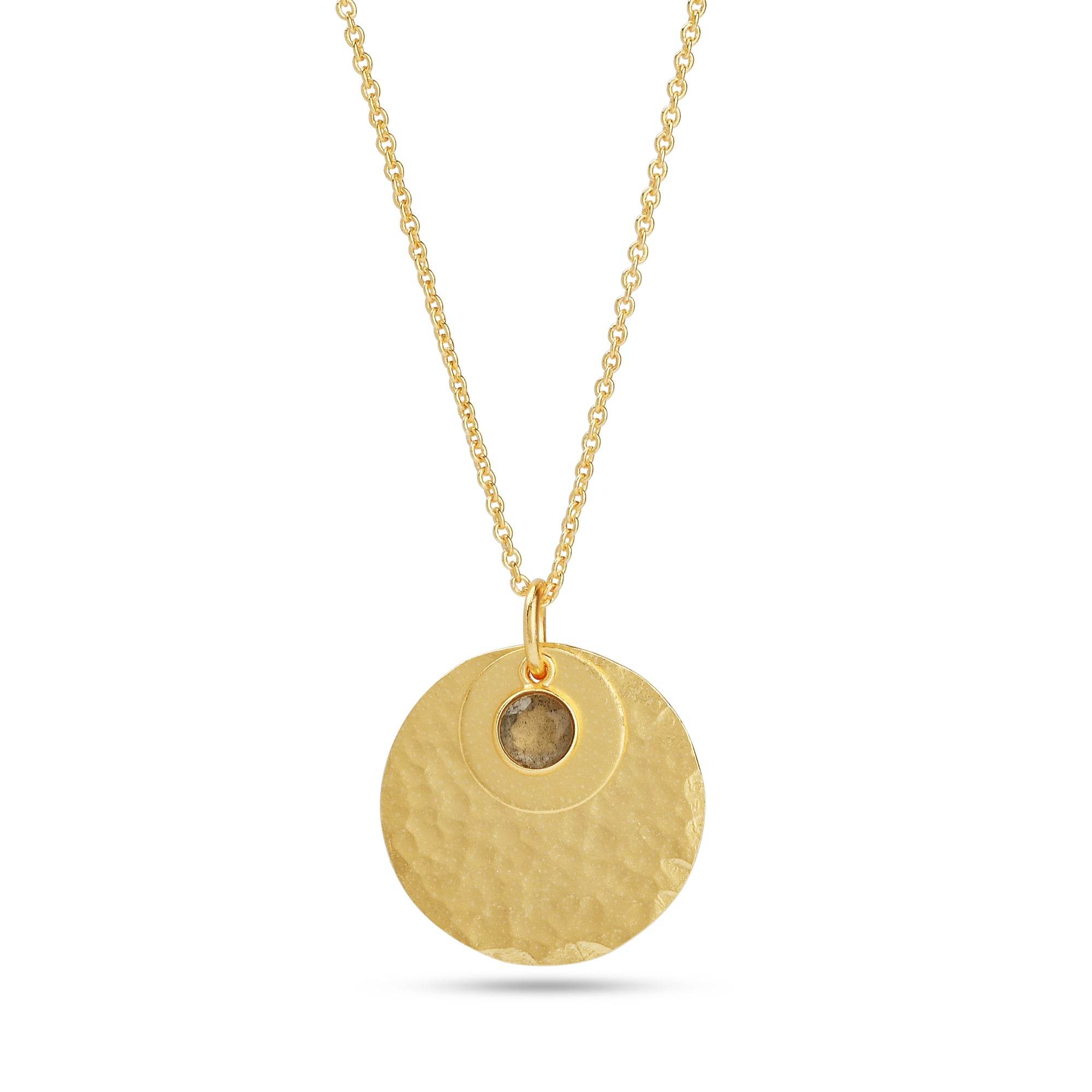 Gia Double Disc Gold Tone Hammered Necklaces - La Vitá Jewels