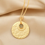 Gia Double Disc Gold Tone Hammered Necklaces