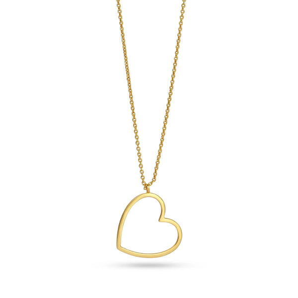 Gold Open Heart Pendant Necklace - La Vitá Jewels
