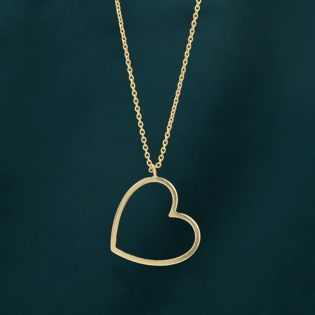 Gold Open Heart Pendant Necklace - La Vitá Jewels