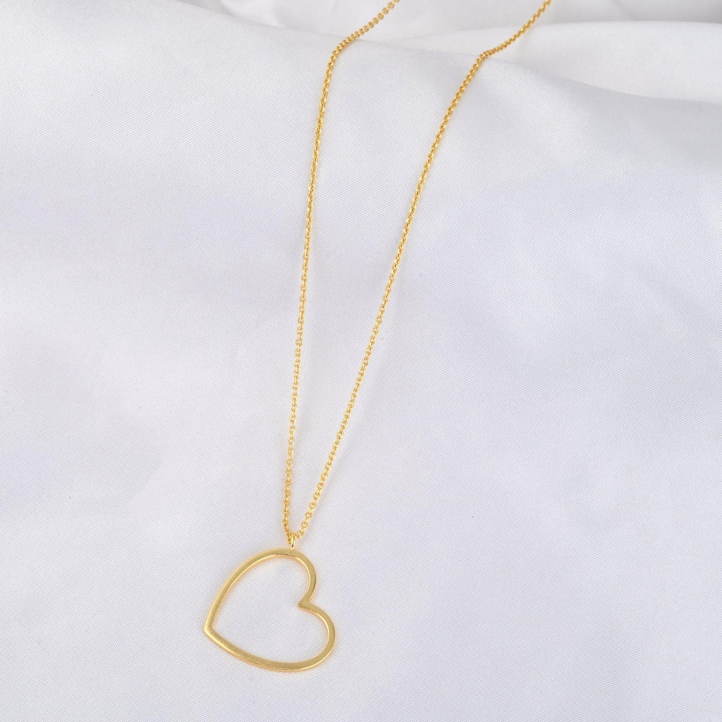 Gold Open Heart Pendant Necklace - La Vitá Jewels
