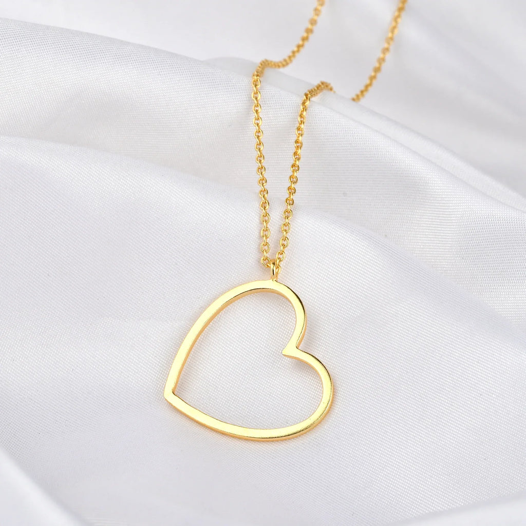 Gold Open Heart Pendant Necklace - La Vitá Jewels