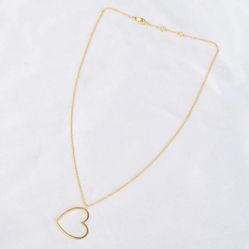 Gold Open Heart Pendant Necklace - La Vitá Jewels