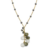 Rainbow, Labradorite and Black Pearl Gemstone Necklaces in Brass Gold Plated