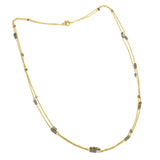 Brass 22k Gold Plated Labradorite Beaded Long Chain Necklaces