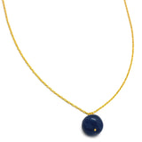 Brass Gold Plated Sodalite Gemstone Pendant Necklaces