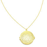 Brass Gold Plated Metal Open Disc Frame Pendant Necklaces