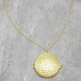 Brass Gold Plated Metal Open Disc Frame Pendant Necklaces