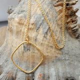 Brass Gold Plated Hammered Metal Pendant Necklaces