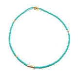 Brass Gold Plated Aqua Chalcedony Gemstone Beaded Necklaces