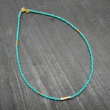 Brass Gold Plated Aqua Chalcedony Gemstone Beaded Necklaces