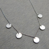 Brass Silver Oxidized Plated Hammered metal Disc Pendant Necklaces