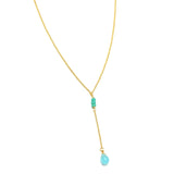 Brass 22k Gold Plated Aqua Chalcedony Beaded Necklaces, Wholesale jewelry