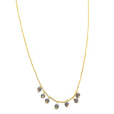 Brass Gold Plated Grey Chalcedony Beads Gemstone Chain Necklaces