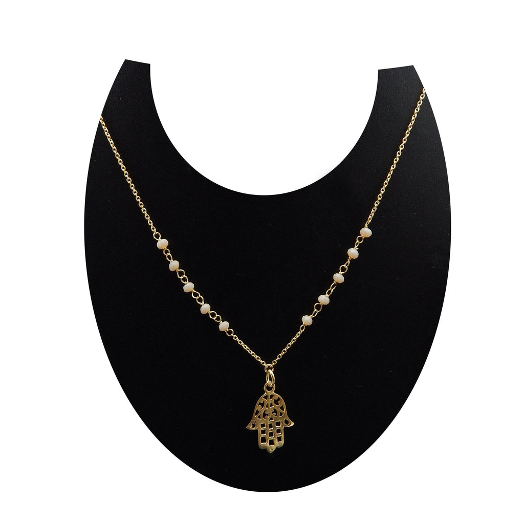 Labradorite Beads with Hamsa Protection Necklace - La Vitá Jewels