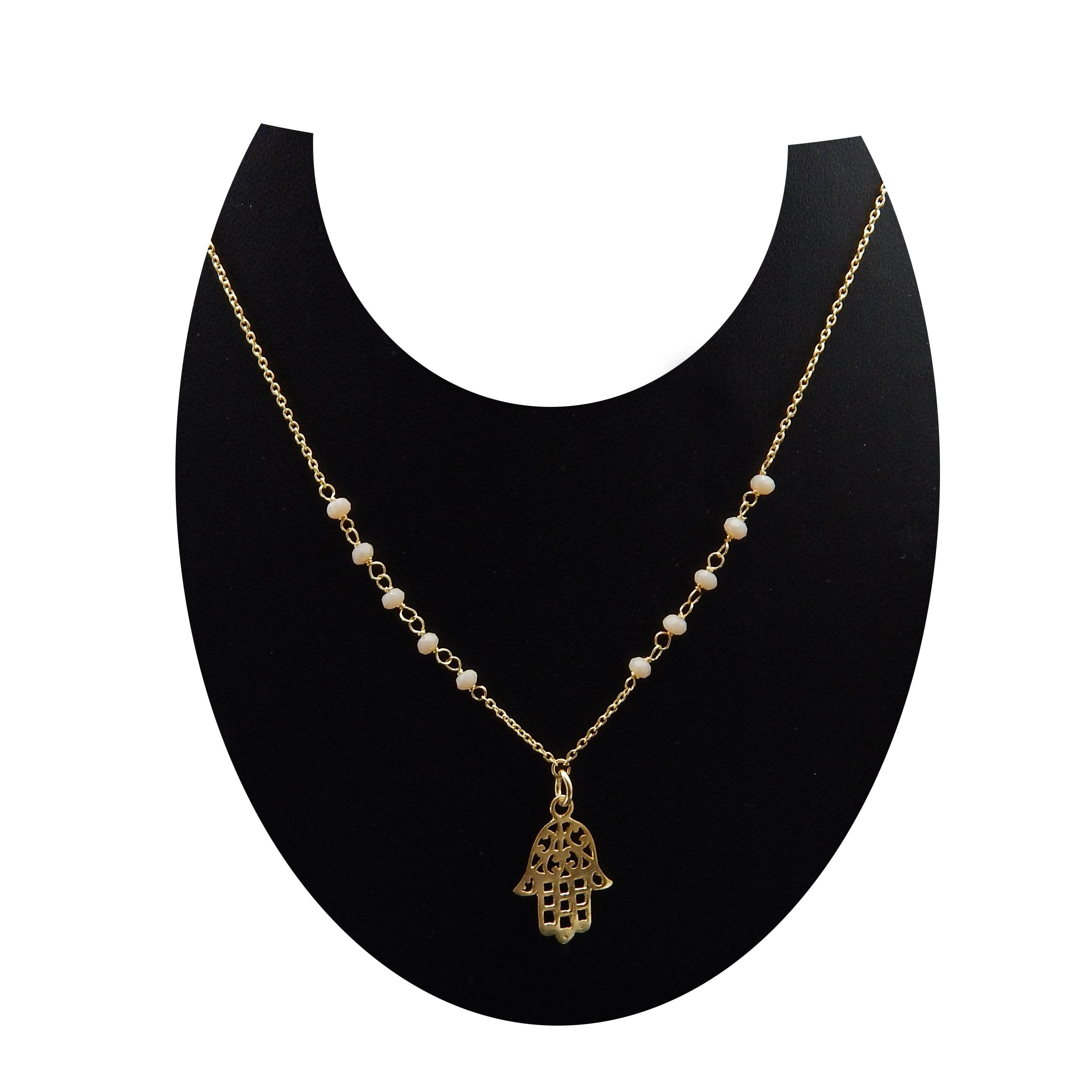 Labradorite Beads with Hamsa Protection Necklace - La Vitá Jewels