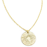 Brass Gold Plated Round Hammered Big Disc pendant Necklaces