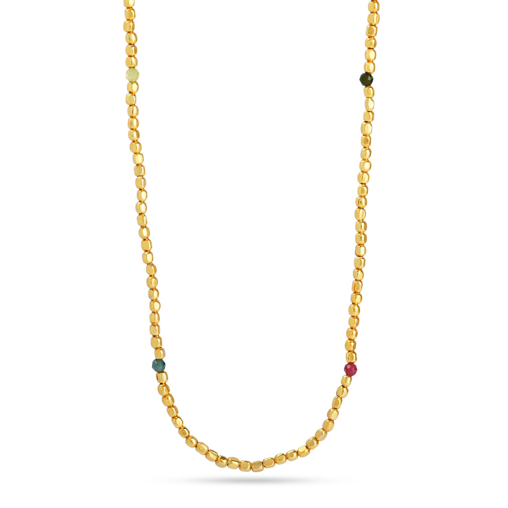 Dainty Gold Faceted Bead Station Necklace