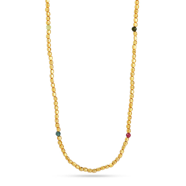 Dainty Gold Faceted Bead Station Necklace