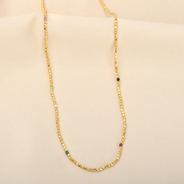 Dainty Gold Faceted Bead Station Necklace