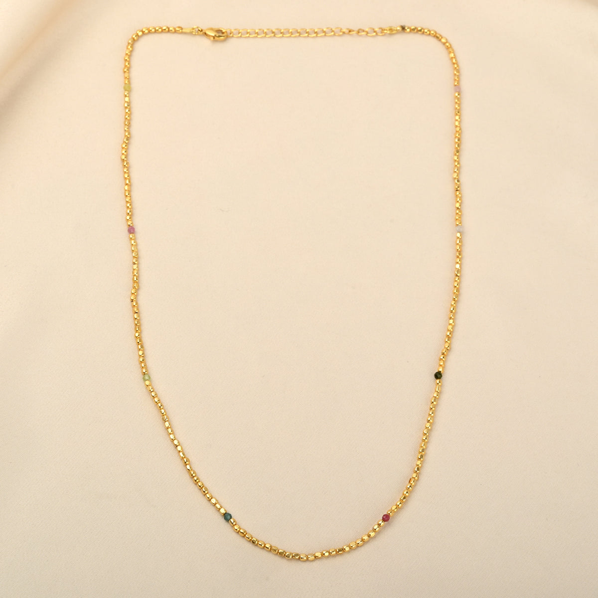 Dainty Gold Faceted Bead Station Necklace