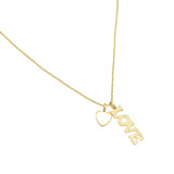 Brass Gold Plated Heart Shape Metal With Love Charms Necklaces