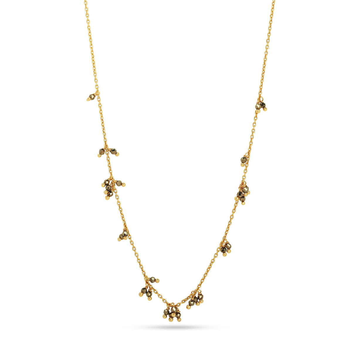 Pyrite Gemstone Cluster Station Necklace