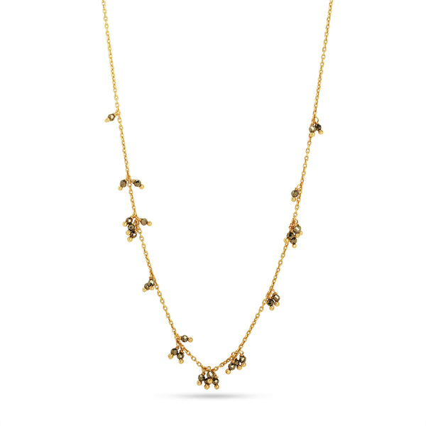 Pyrite Gemstone Cluster Station Necklace