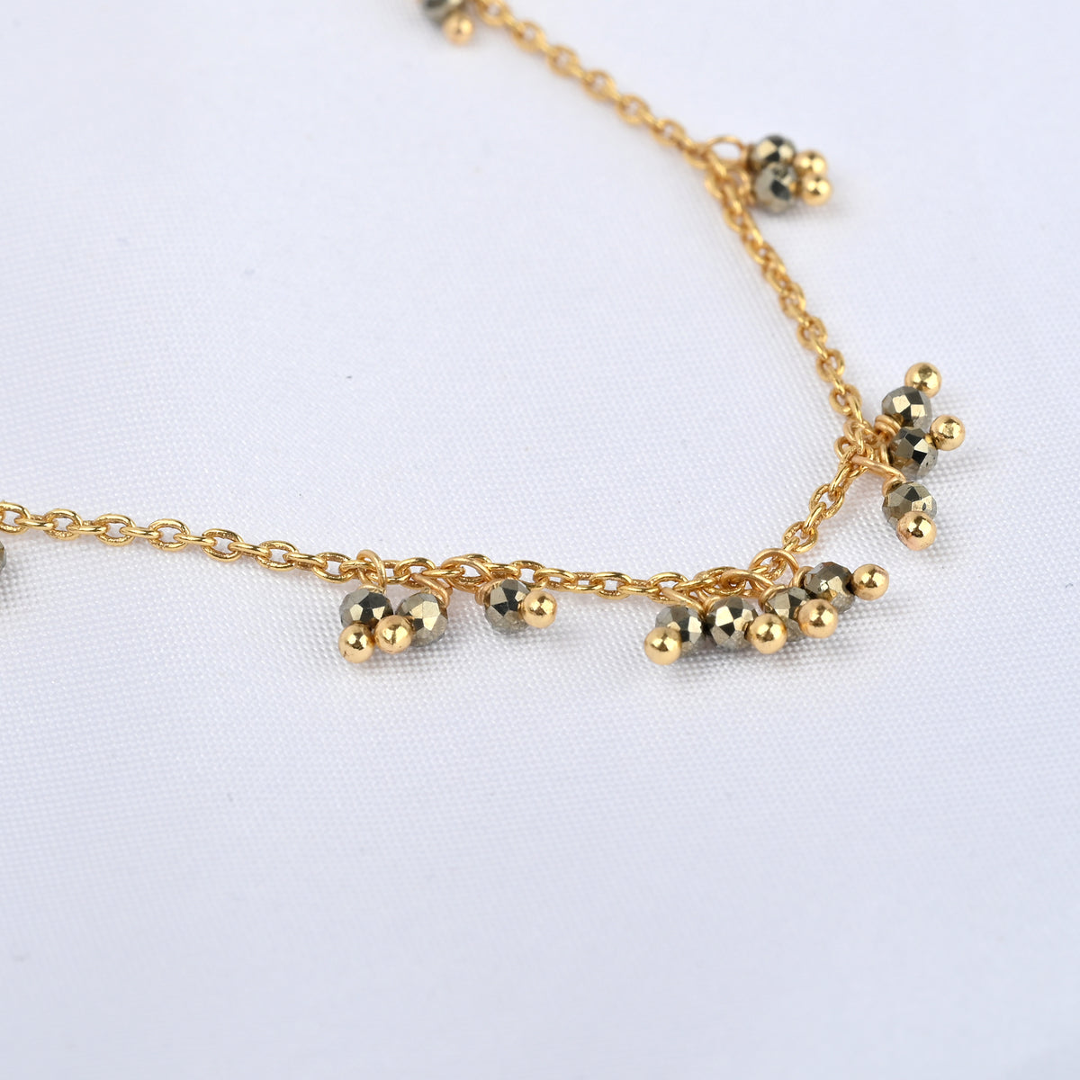 Pyrite Gemstone Cluster Station Necklace