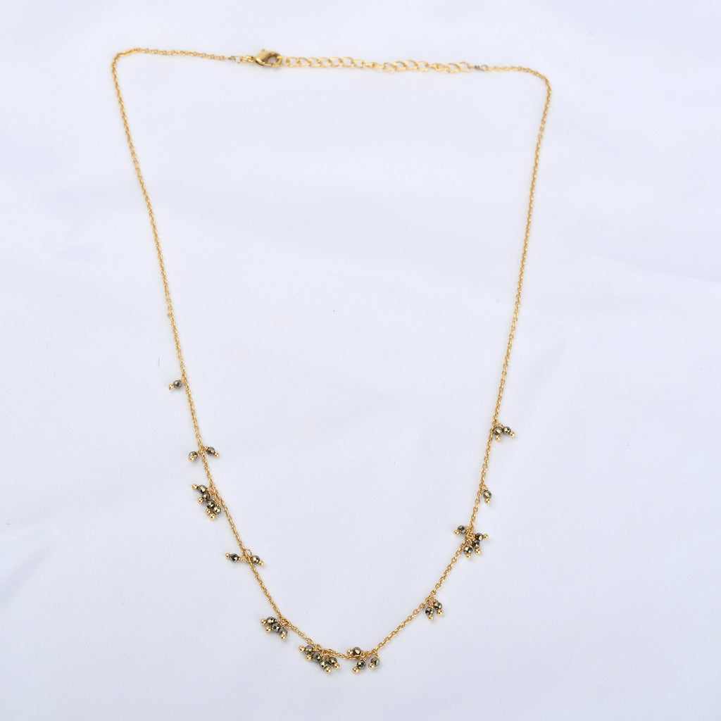 Pyrite Gemstone Cluster Station Necklace