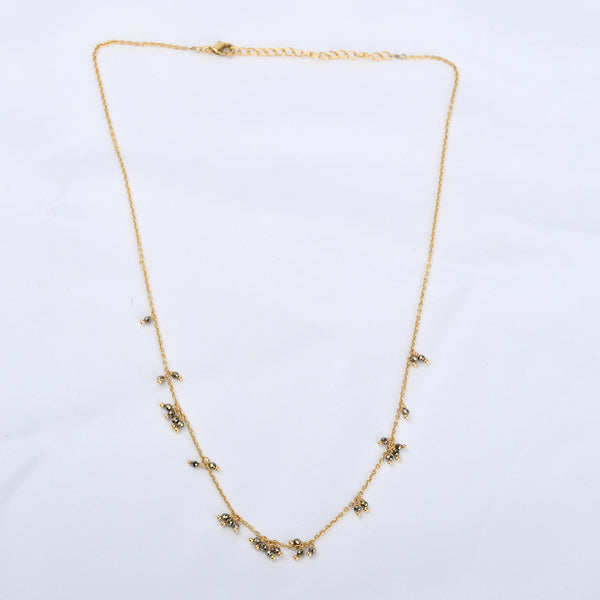 Pyrite Gemstone Cluster Station Necklace
