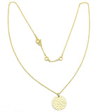 Brass Gold Plated Hammered Metal Round Disc Pendant Necklaces