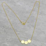 Solid 925 Silver 22k  Hammered Round Disc Bar Necklaces