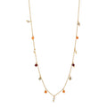 Multicolor Gemstone & Pearl Charm Station Necklace