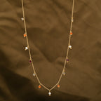 Multicolor Gemstone & Pearl Charm Station Necklace
