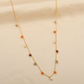 Multicolor Gemstone & Pearl Charm Station Necklace