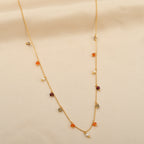 Multicolor Gemstone & Pearl Charm Station Necklace
