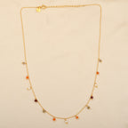 Multicolor Gemstone & Pearl Charm Station Necklace